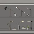 Modern Minimalist Table Lamps With Metal Bases Alarm Clock And Potted Plant