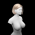 White Human Mannequin With Short Blond Hair And Prominent Breasts On Black Background