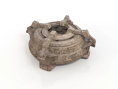Intricate Stone Sculpture With Circular Layered Design And Textured Surface 3d model