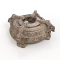 Intricate Stone Sculpture With Circular Layered Design And Textured Surface