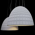 Modern Dome Pendant Lights With White And Dark Striped Design Illuminated Contemporary Style