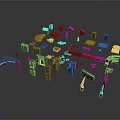 Architectural Building Components Design Featuring Various Shapes And Structural Parts