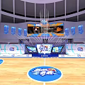 Professional Basketball Gymnasium Interior With VIP Seats Player Entrance Check in Area And Wooden Court