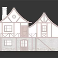 Charming Wooden House Exterior With Timber Framing Gabled Roof Balcony Staircase And Windows