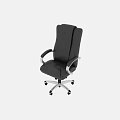 Black Leather Leisure Chair With Modern Design Ergonomic Armrests And Wheeled Base