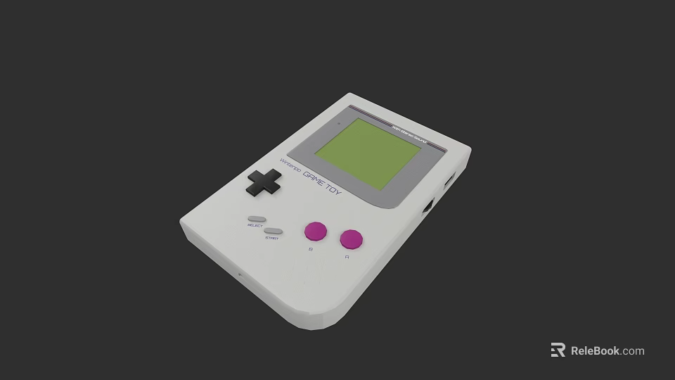 Electronic Toy Handheld Game Console With White Design Green Screen Black Cross And Pink Buttons 3d model 