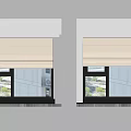 Beige Light Filtering Roman Blinds For Window With City View And Green Trees