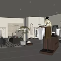 Modern Clothing Store Interior With Displayed Clothes Mannequins Plant And Sofa