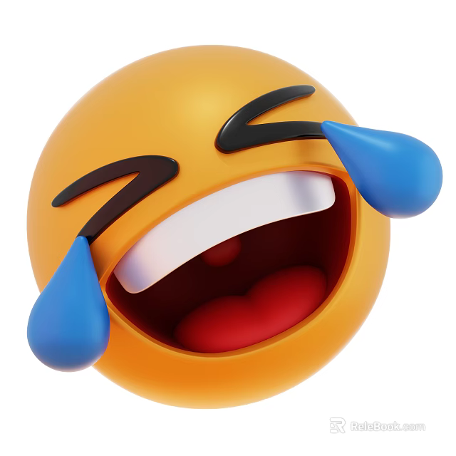 Man With Happy Laughing Expression Showing Blue Tears And Open Mouth 3d model 