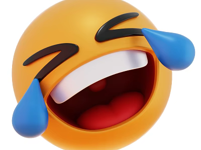Man With Happy Laughing Expression Showing Blue Tears And Open Mouth 3d model
