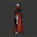 3D Modeled Man Wearing Red Cape With Decorative Belt And Detailed Costume
