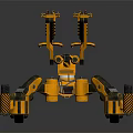 Yellow Mechanical Spider Robot With Multi Legged Design And Stripe Pattern
