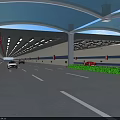 Modern Road Infrastructure Tunnel With Transparent Canopy Vehicles Lane Markings And Green Vegetation