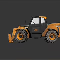 Orange And Black Heavy Duty Forklift With Large Tires And Fork Attachment