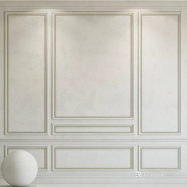 Modern White Wall Paneling With Elegant Frame And Panel Design 3d model