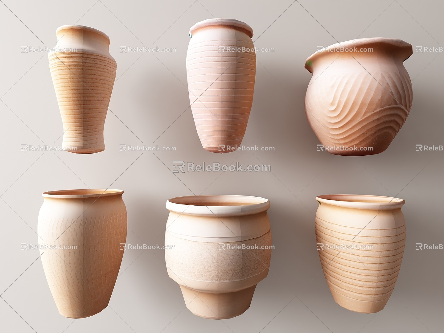 New Chinese Style Pottery Pot Ornaments model