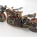 Vintage Copper And Black Motorcycle With Striped Seat Mechanical Details And Gold Accents Design