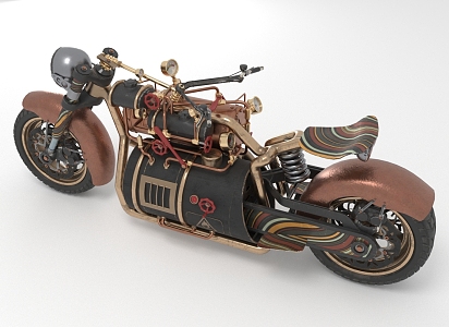 Industrial LOFT Motorcycle Steam Power Motorcycle 3d model