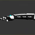 Advanced Robotic Hand Featuring Blue Circular Interface Digital Display And Mechanical Joints
