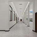 Modern Sales Office Interior With Marble Walls Front Desk Ceiling Design And Green Plants