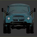 Blue Vintage Classic Truck With Wooden Cargo Bed And Retro Design