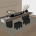 Modern Tea Table and Chair Tea Set Ornaments Tea Set Ornaments 3d model