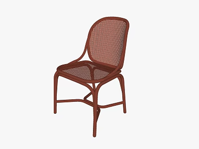 Brown Wicker Leisure Chair With Classic Design Curved Legs And Woven Backrest 3d model