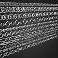 Various Metal Chain Designs With Different Link Patterns And Silver Finish 3d model