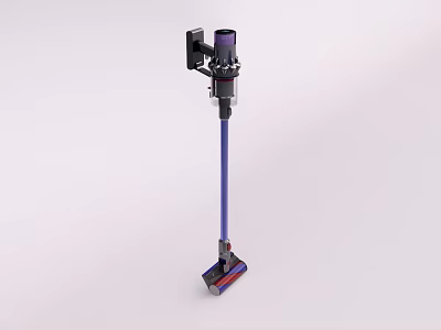 Upright Vacuum Cleaner With Purple Handle And Blue Rod For Efficient Home Cleaning 3d model