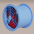Canteen Ventilation Equipment Blue Axial Fan With Red Blades And Metal Frame