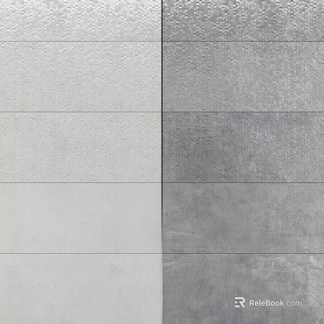 Gray And White Tile Components With Various Textures And Different Shades Arranged In Squares 3d model 