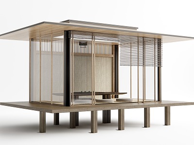 Japanese-style pavilion porch 3d model