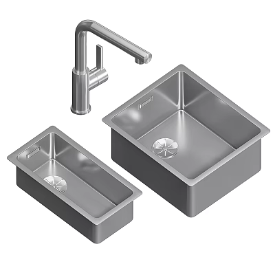 Stainless Steel Kitchen Sinks With Modern Faucet For Home Kitchen Use 3d model