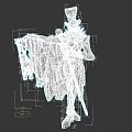 3D Model of Mysterious Game and Movie Character With Tall Hat Cane and Puppet