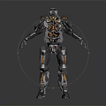 Detailed Futuristic Mechanical Robot Character With Metallic Armor And Glowing Joints 3d model
