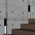 Contemporary Concrete Wall Staircase Design With Wooden Steps And Recessed Lights