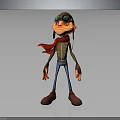 Cartoon Pilot Character With Brown Flight Cap Goggles Red Scarf Blue Pants And Brown Shoes