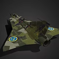 Streamlined Camouflage Fighter Jet Model With Blue Insignia And Detailed Design