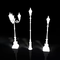 Vintage Style Decorative Street Lamp Posts With Multiple Light Heads And Ornate Bases