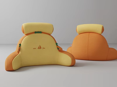 Cute Yellow Orange Cartoon Pillows With Soft Material And Small Logo Details 3d model