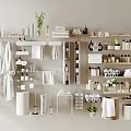 Sleek Modern Shower Head With Bathroom Accessories Towels And Organized Toiletries