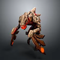 Futuristic Mechanical Beast Character With Sharp Claws Red Glowing Parts Brown Armor And Orange Markings