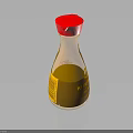 Kikkoman Soy Sauce Bottle With Red Cap And Yellow Liquid In Transparent Container
