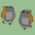 Public Facility Heaters With Yellow Black Grid Panel Control Knobs And Handle 3d model