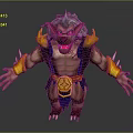 Game Movie Character 3D Model Gray Fur Red Ears Yellow Eyes Sharp Fangs Spiked Claws