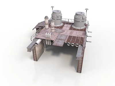Large Industrial Equipment Facility With Cylindrical Tanks Platform And Metal Pipes 3d model
