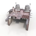 Large Industrial Equipment Facility With Cylindrical Tanks Platform And Metal Pipes