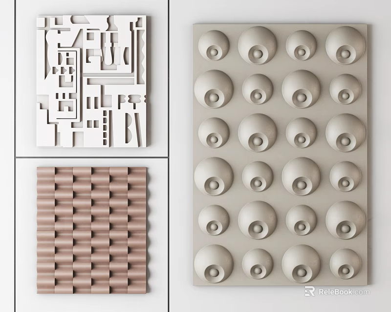 Modern Textured Wall Art Design With Geometric Patterns Circular Raised Elements And Striped Arrangement 3d model