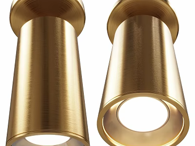 Golden Brushed Metal Downlights With Sleek Cylindrical Design For Home Interior 3d model