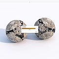 Two Black And White Patterned Spherical Sports Equipment Balls With Textured Surface Design